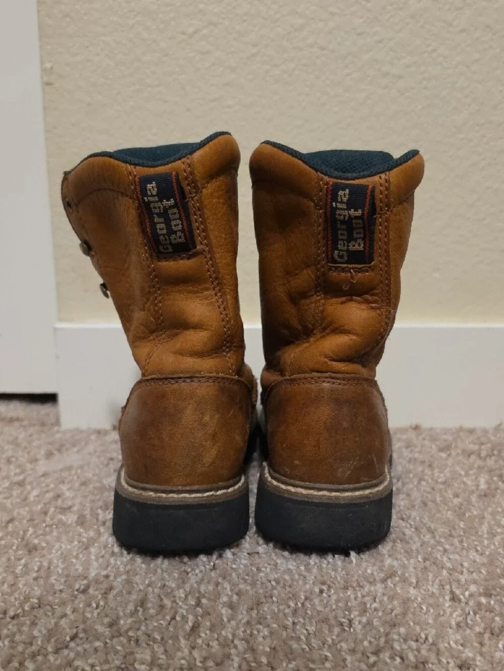 Georgia Boot Kids Tan Leather Lace-Up Work Boots